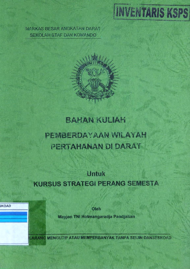 Bahan Kuliah Pemberdayaan Wilayah Pertahanan Darat Untuk Kursus Strategi Perang Semesta